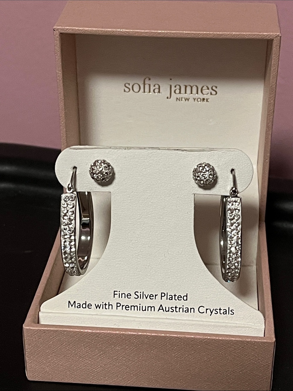 Sofia James Silver-Plated Hoop Earrings with Austrian Crystals - Silver